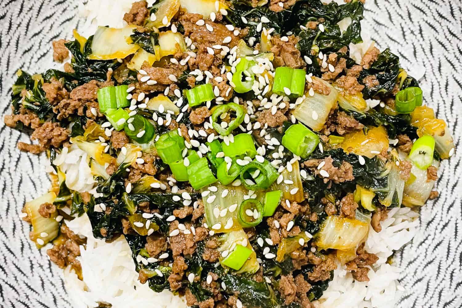 Ground Beef and Bok Choy Rice Bowl House of G&K Recipes